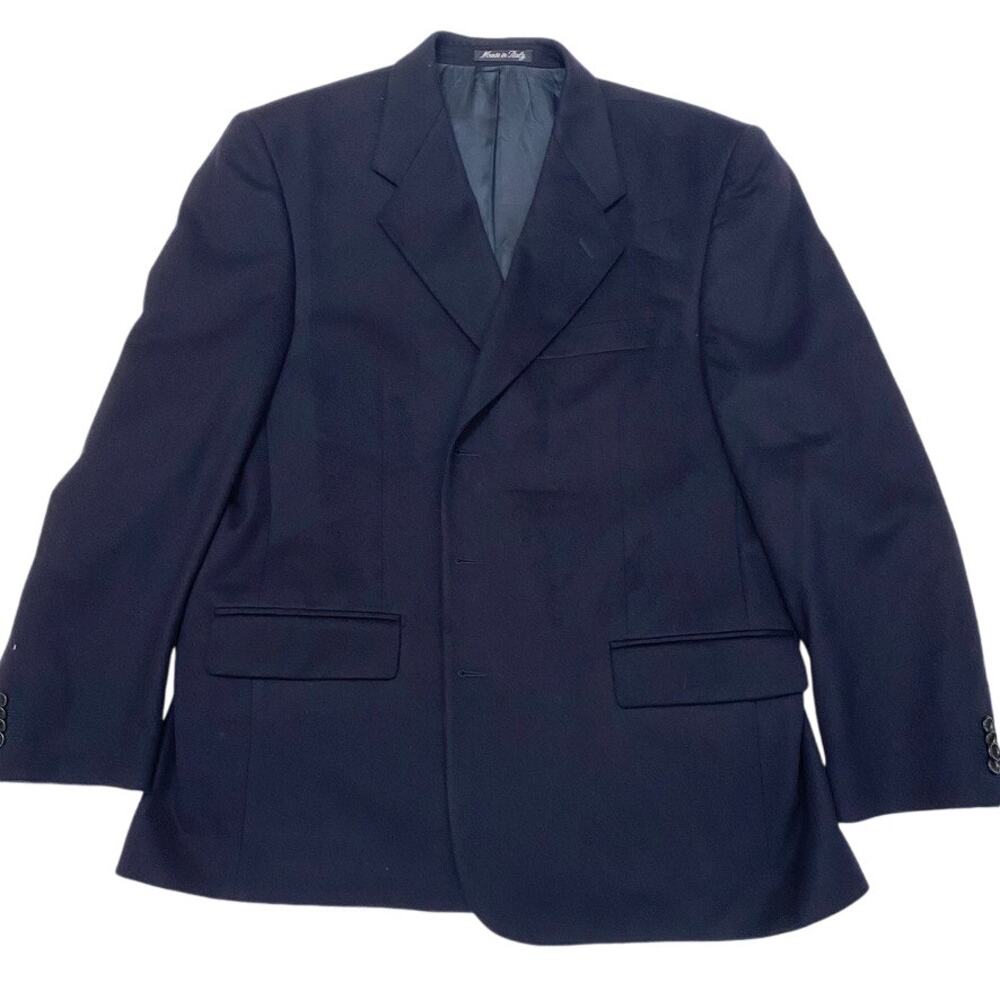 RiscOntro Mens 44 54 EU Blazer Dark Blue Black Italian 3 Button Suit Coat Jacket